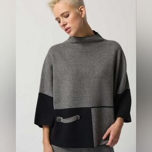 Colour-Block Funnel Collar Top by Joseph Ribkoff Small